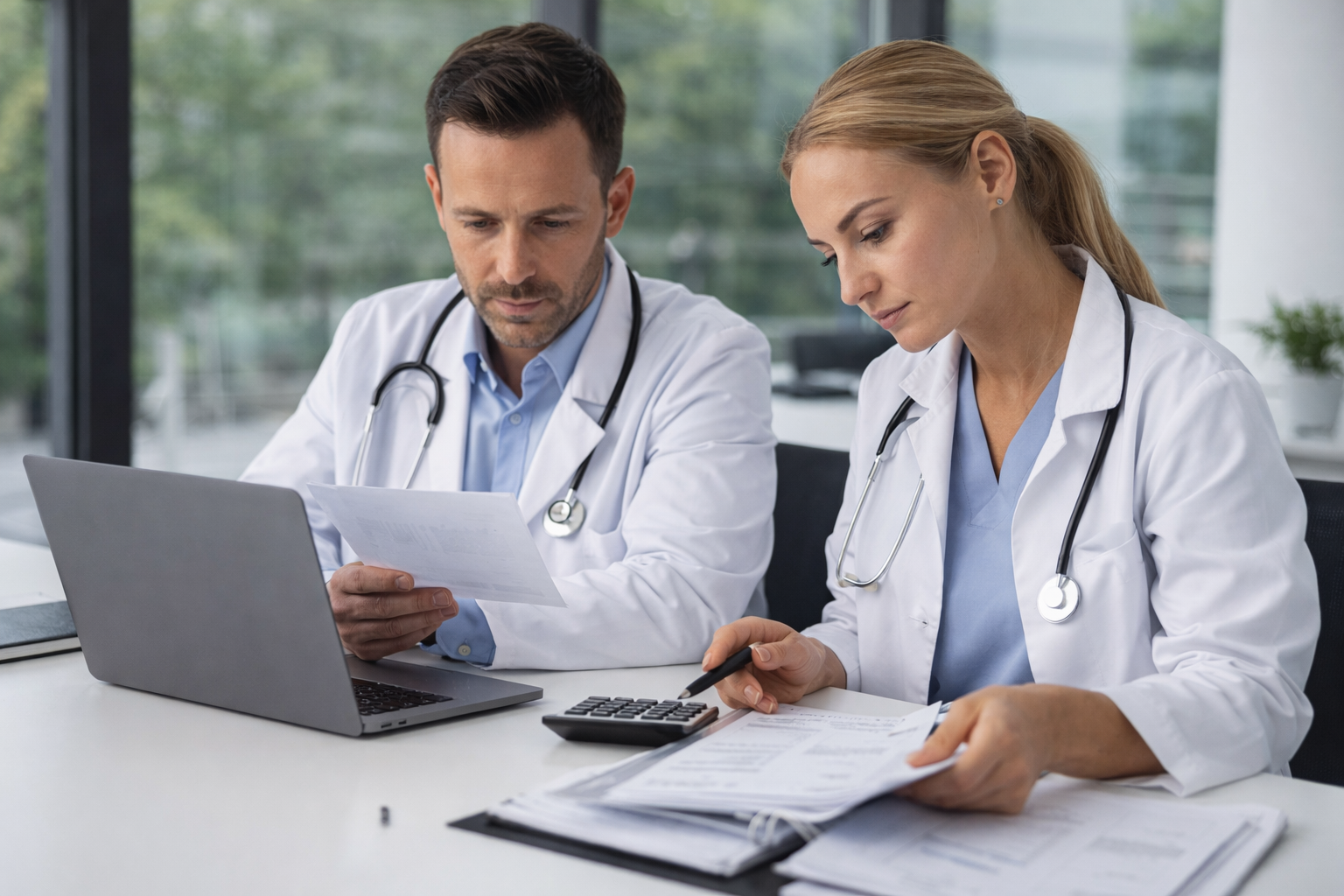 smiling man in kitchen setting using laptop